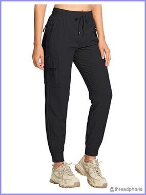 Women's High Waisted Cargo Joggers Hiking Pants Quick Dry with Zipper Pockets